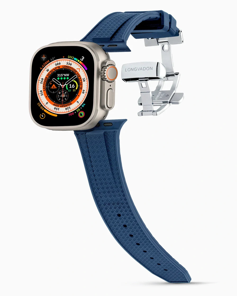 Voyager Series rubber luxury apple watch band main image silver