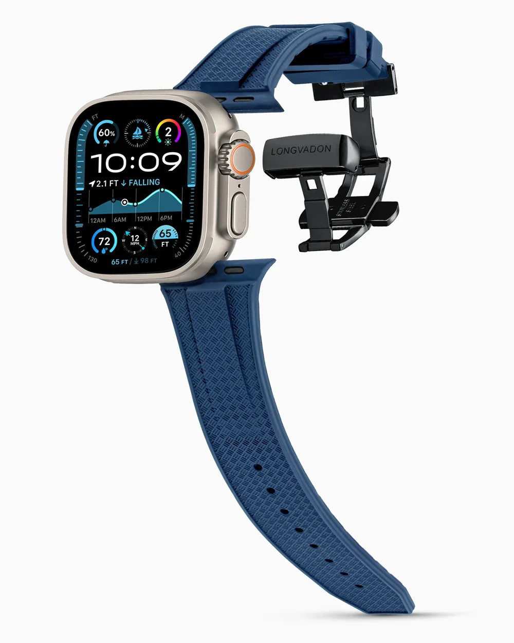 Voyager Series rubber luxury apple watch band main image polished black