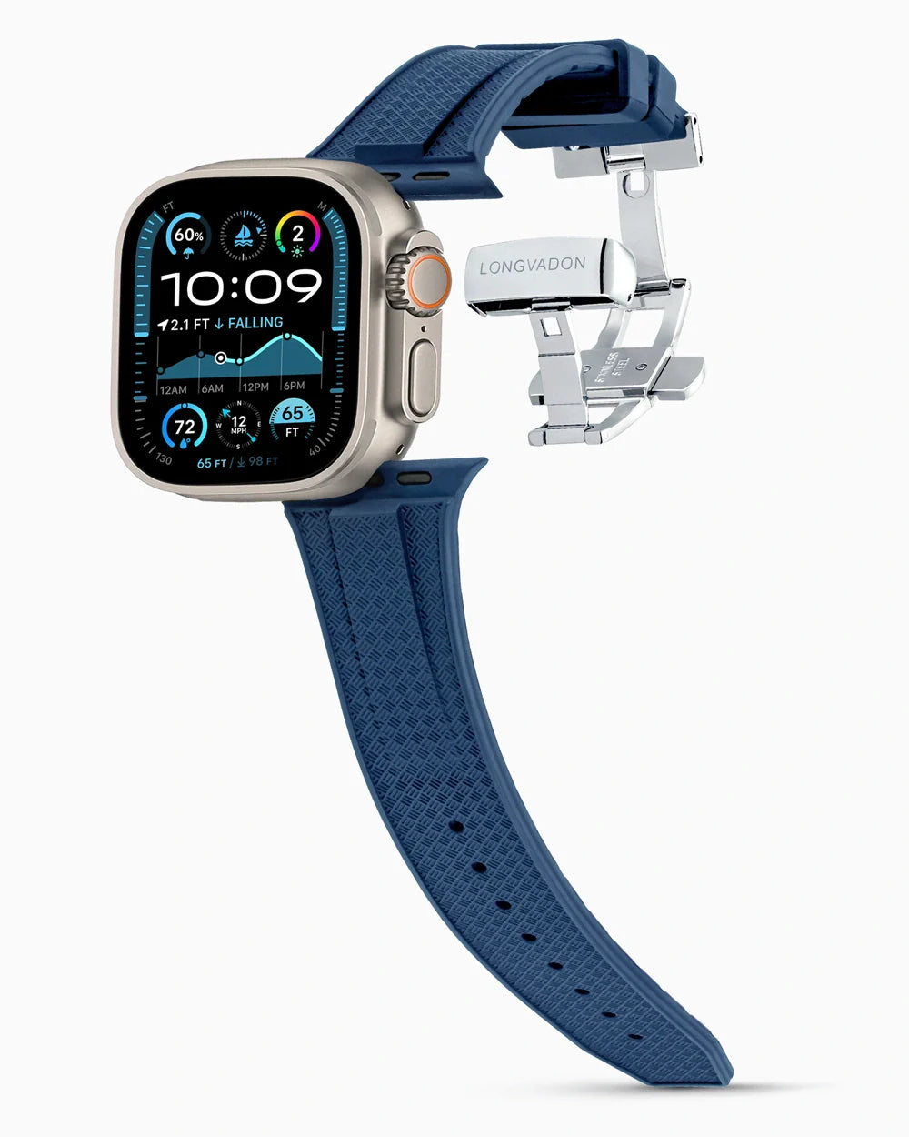 Voyager Series rubber luxury apple watch band main image silver