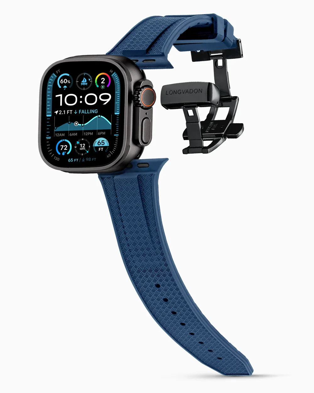 Voyager Series rubber luxury apple watch band main image polished black