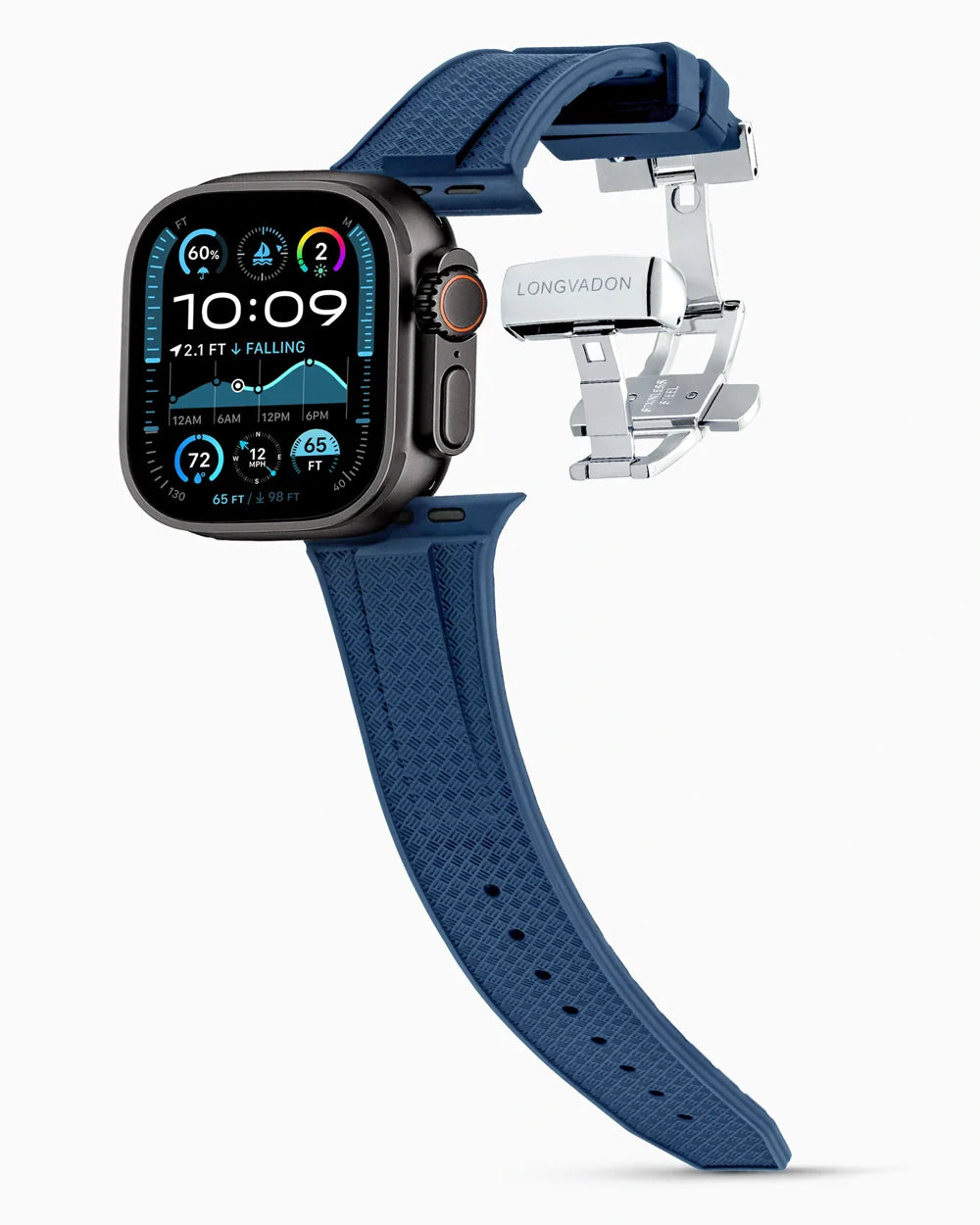 Voyager Series rubber luxury apple watch band main image silver