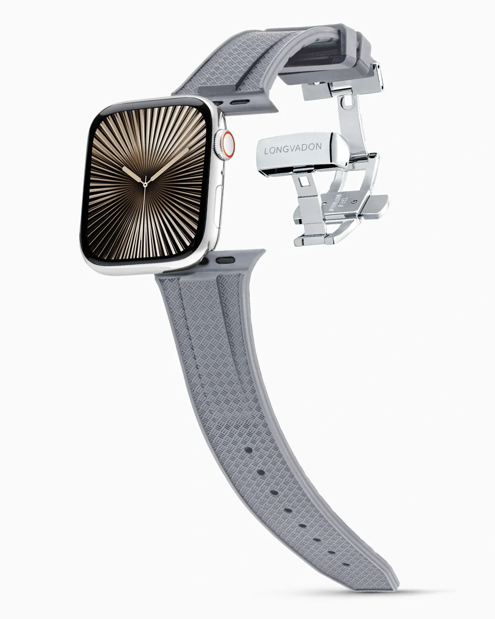 Voyager Series rubber luxury apple watch band main image silver