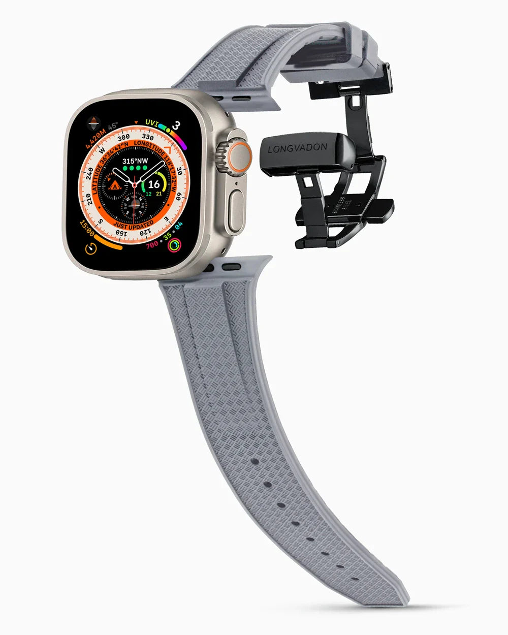 Voyager Series rubber luxury apple watch band main image polished black