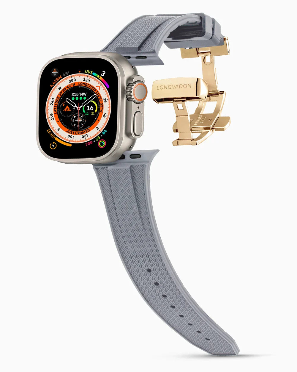 Voyager Series rubber luxury apple watch band main image polished gold