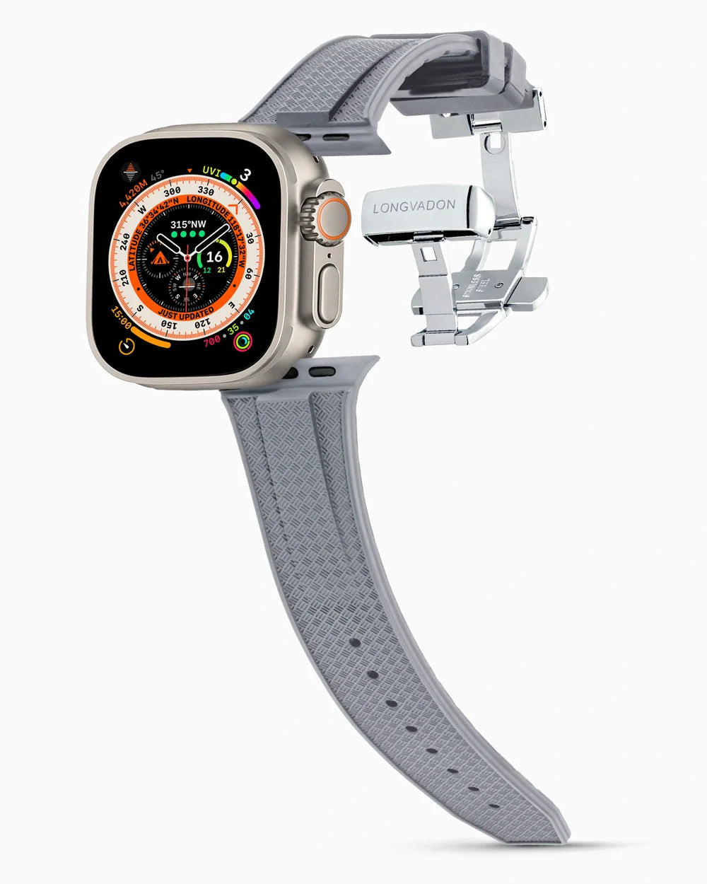 Voyager Series rubber luxury apple watch band main image silver