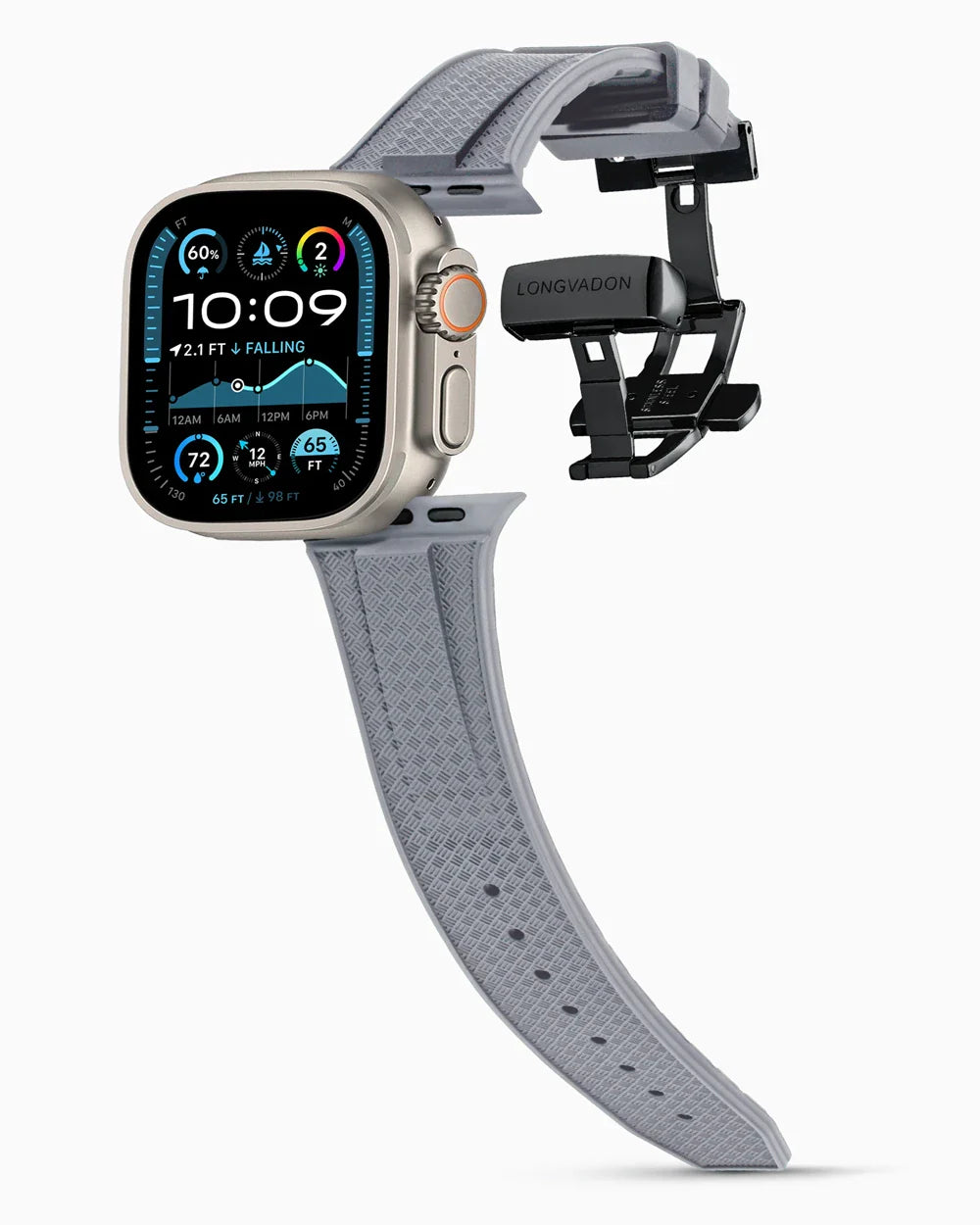 Voyager Series rubber luxury apple watch band main image polished black