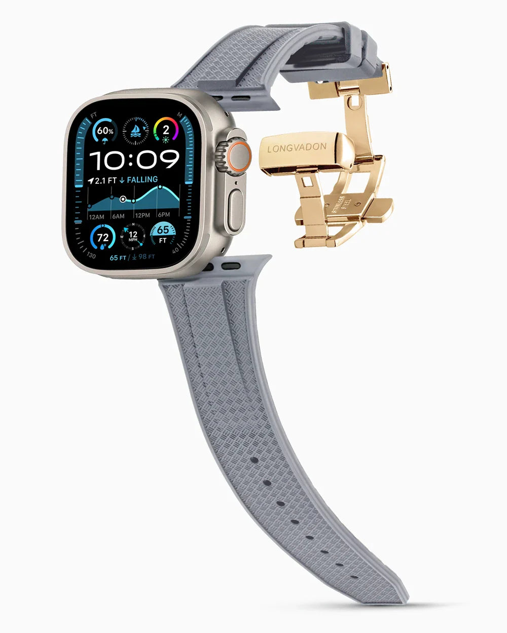 Voyager Series rubber luxury apple watch band main image polished gold