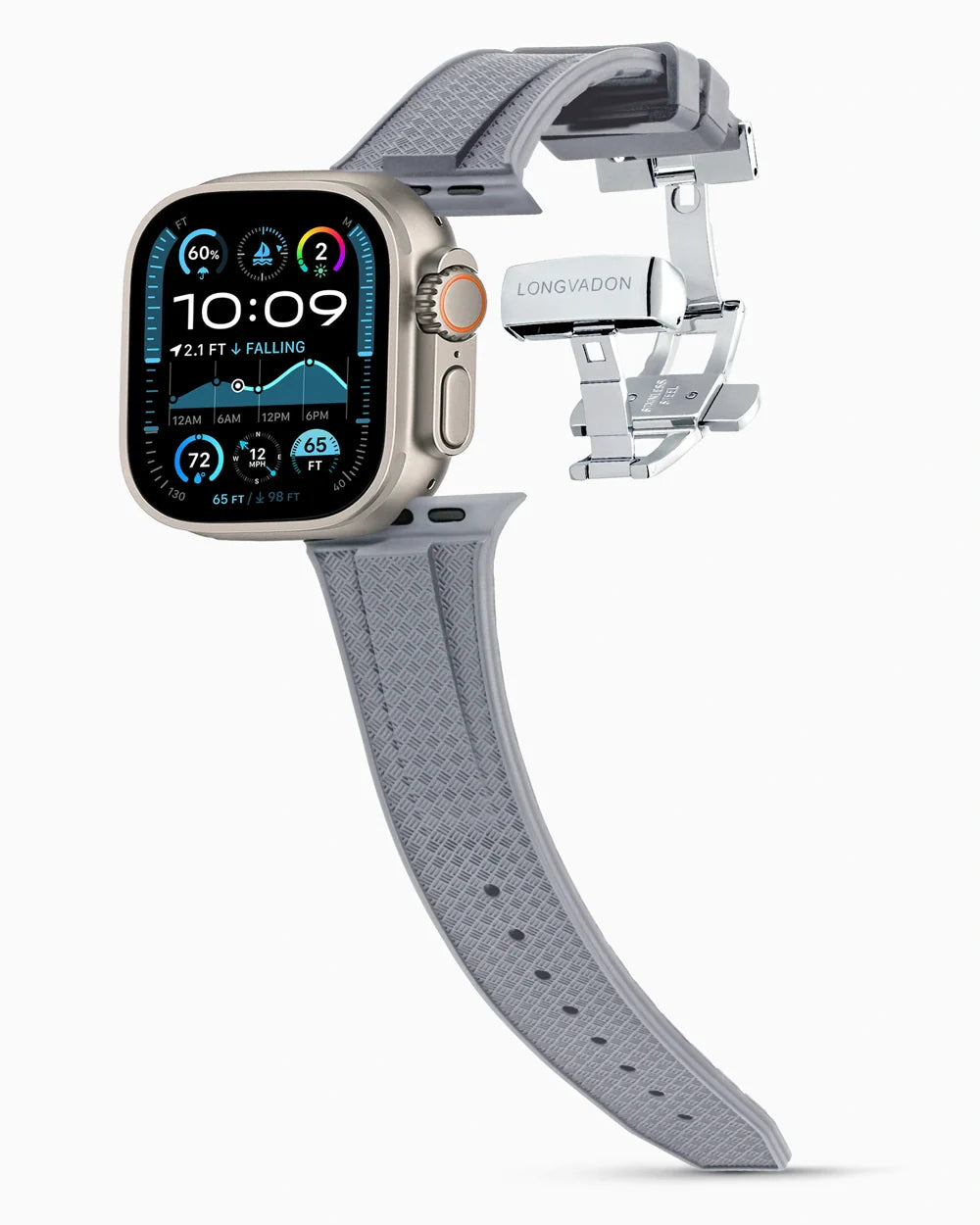 Voyager Series rubber luxury apple watch band main image silver