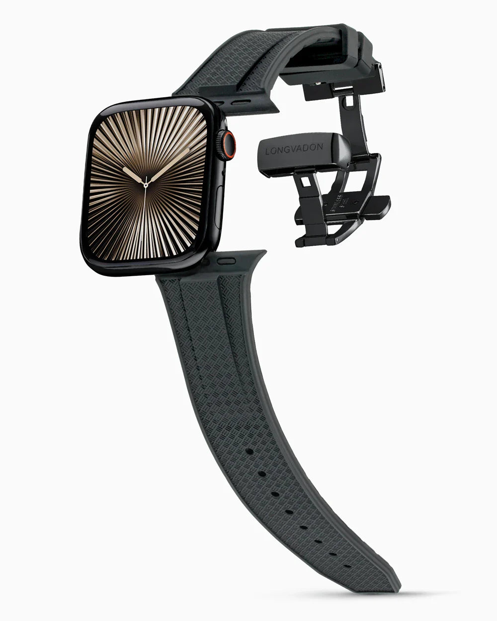 Voyager Series rubber luxury apple watch band main image polished black