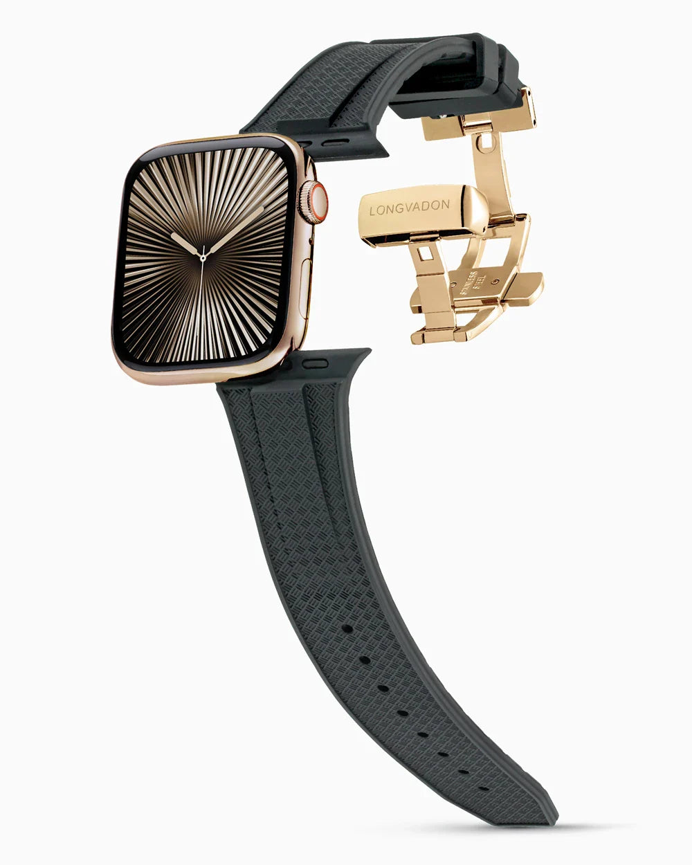 Voyager Series rubber luxury apple watch band main image polished gold