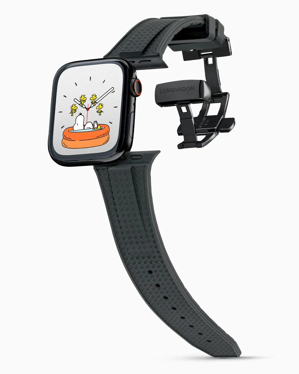 Voyager Series rubber luxury apple watch band main image polished black