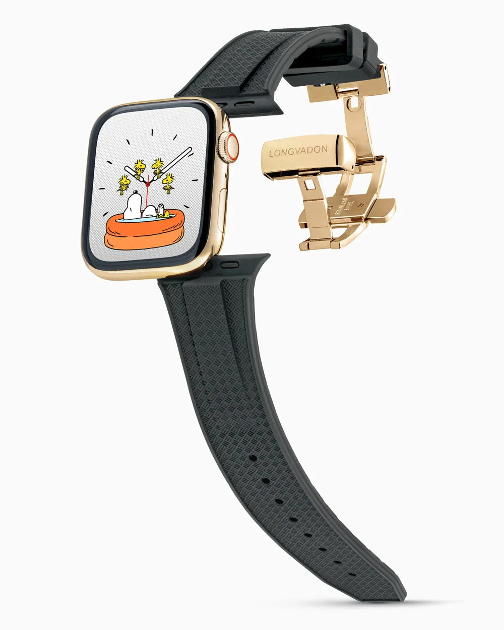 Voyager Series rubber luxury apple watch band main image polished gold