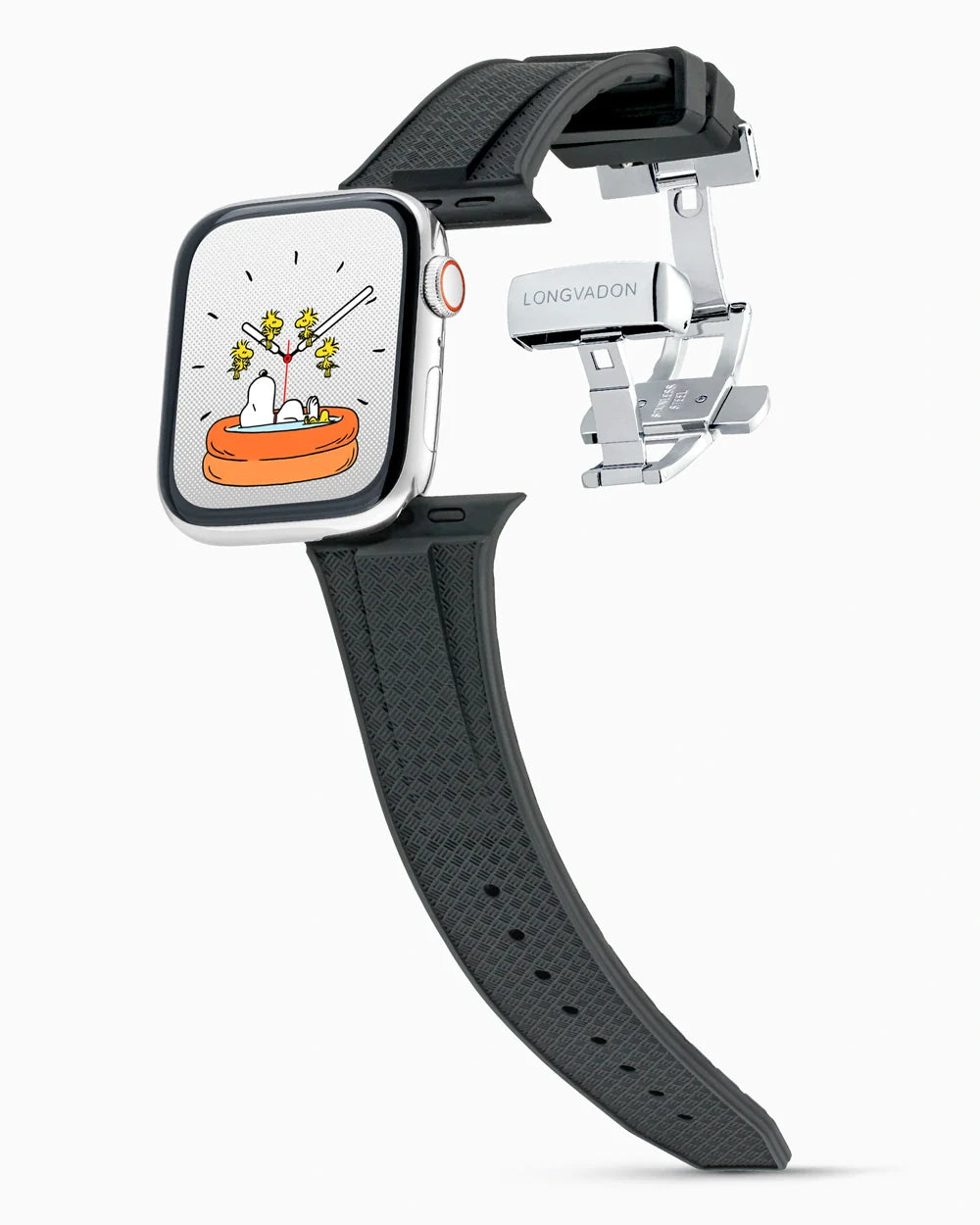 Voyager Series rubber luxury apple watch band main image silver