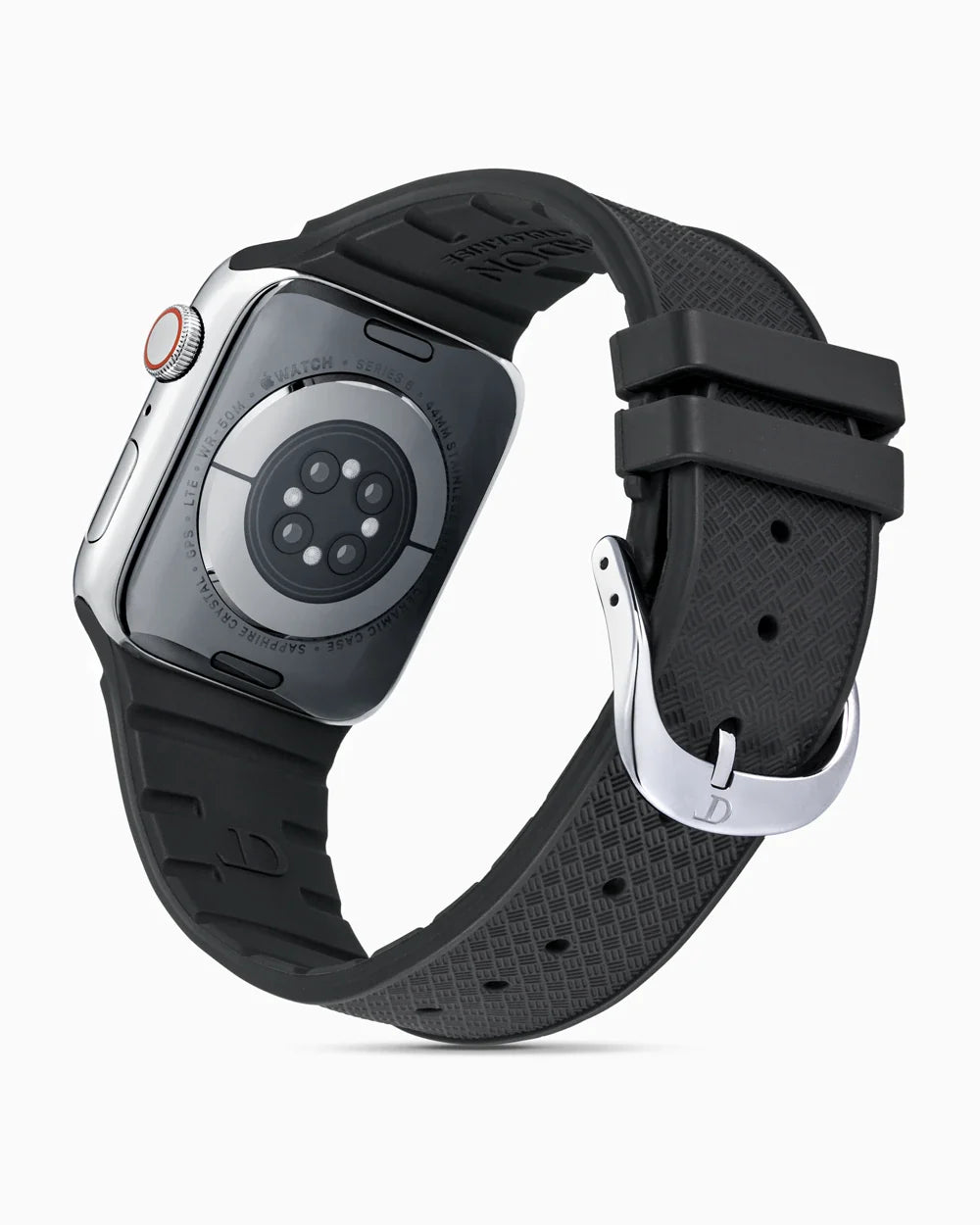 Luxury apple watch band in rubber floating in the air