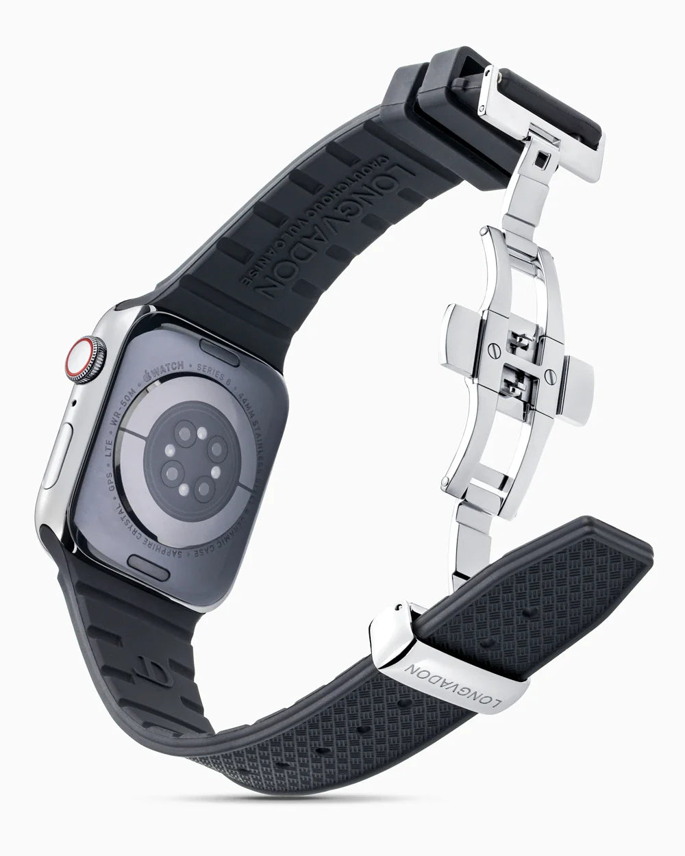 Luxury apple watch band in rubber floating in the air