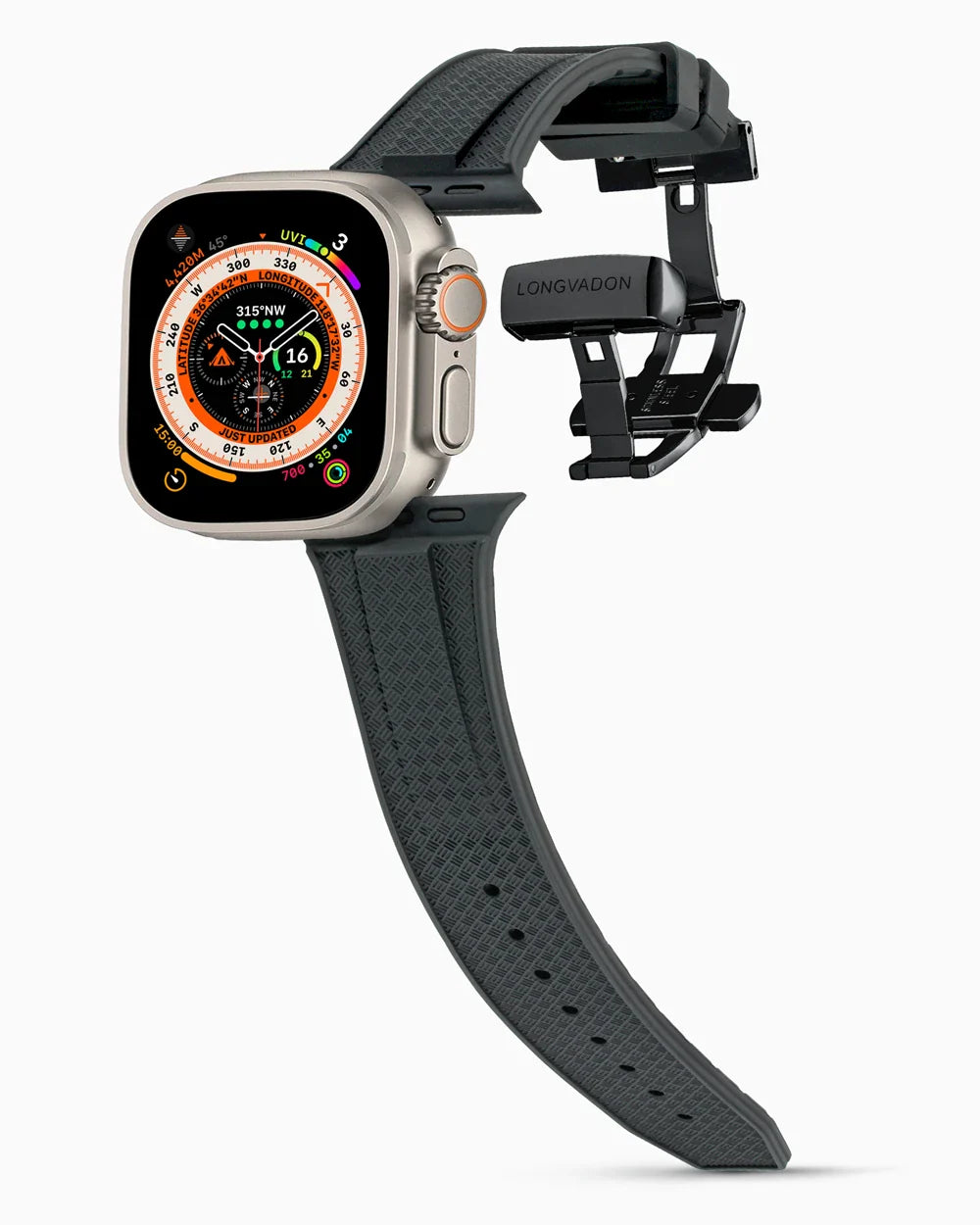 Voyager Series rubber luxury apple watch band main image polished black