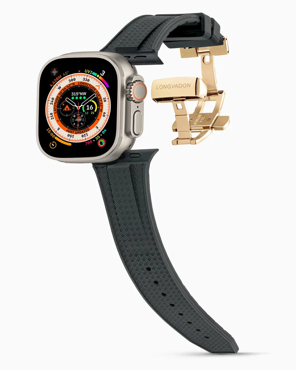 Voyager Series rubber luxury apple watch band main image polished gold