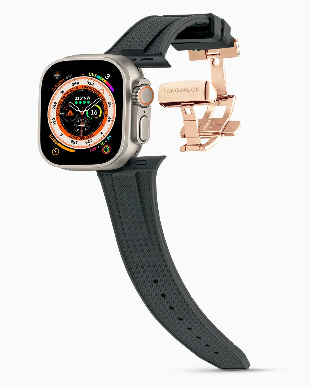 Voyager Series rubber luxury apple watch band main image rose gold