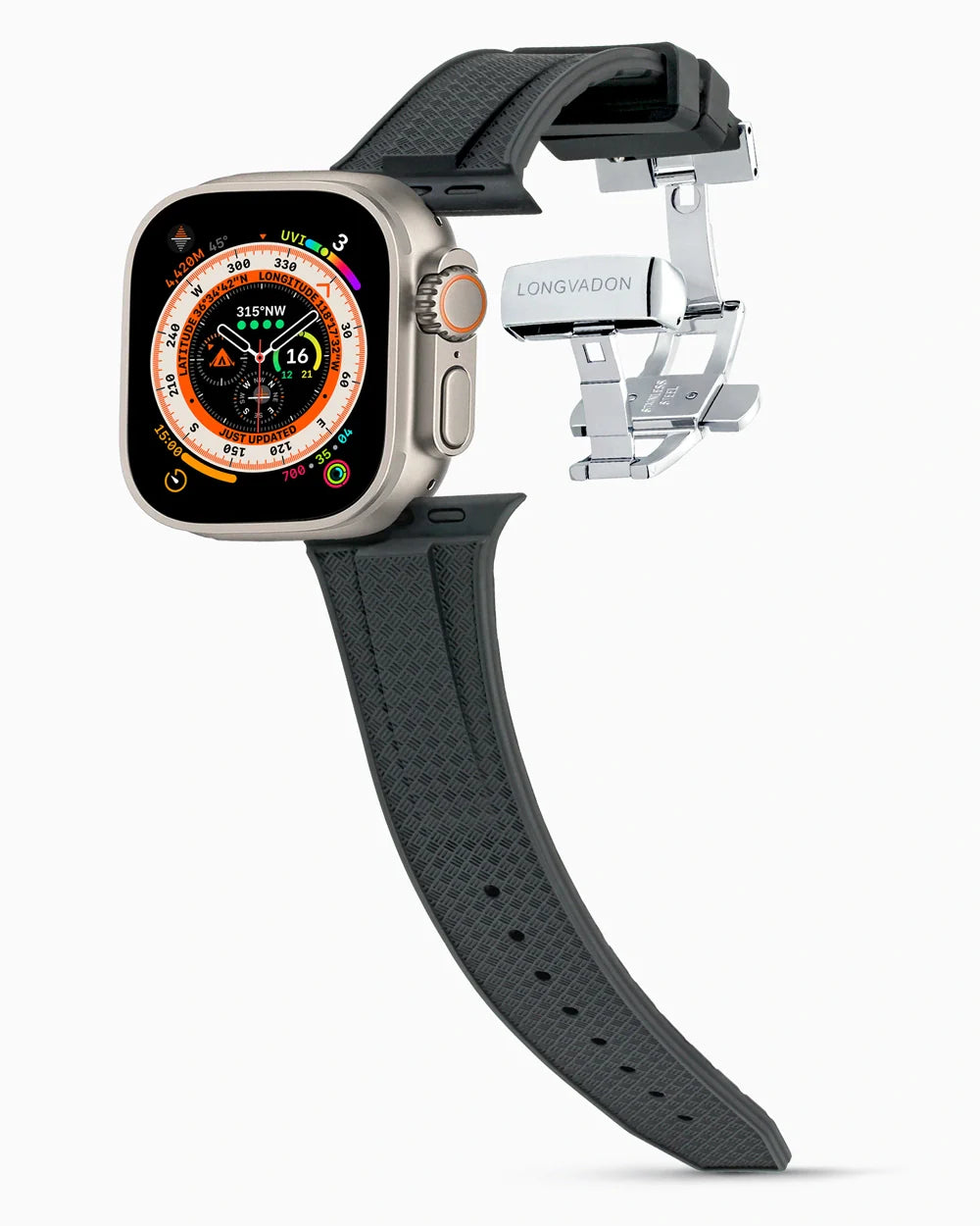 Voyager Series rubber luxury apple watch band main image silver