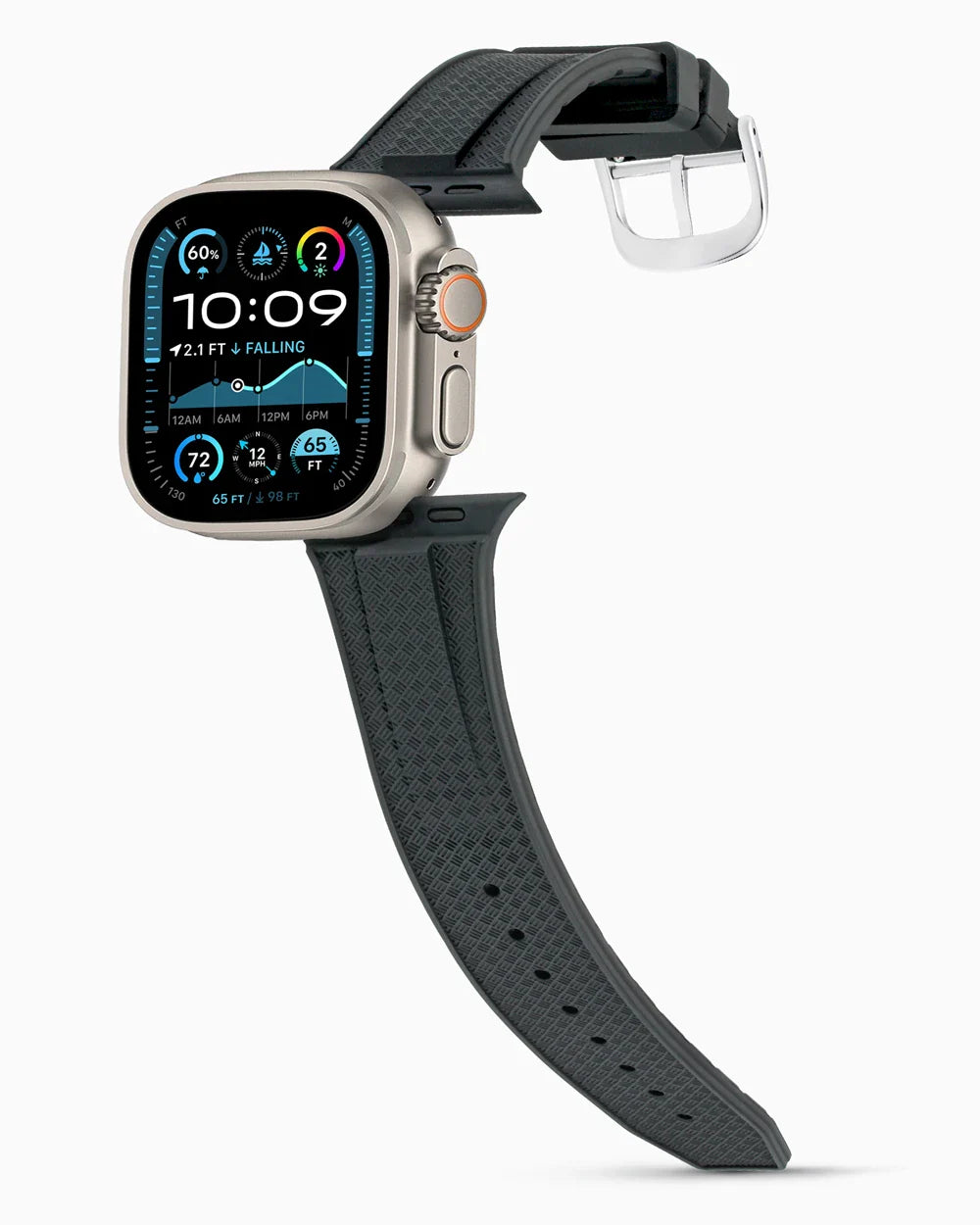 Voyager Series rubber luxury apple watch band main image silver