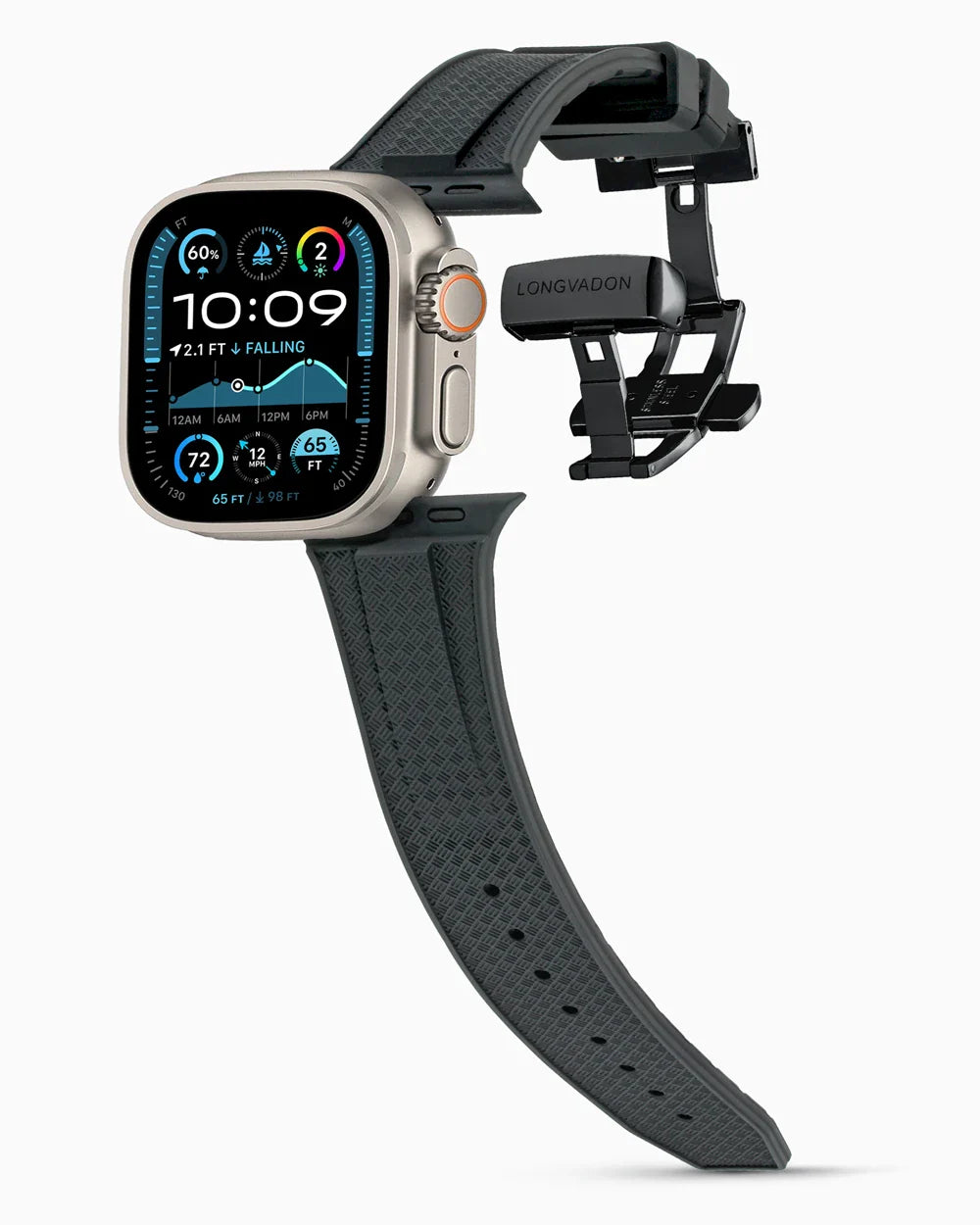 Voyager Series rubber luxury apple watch band main image polished black