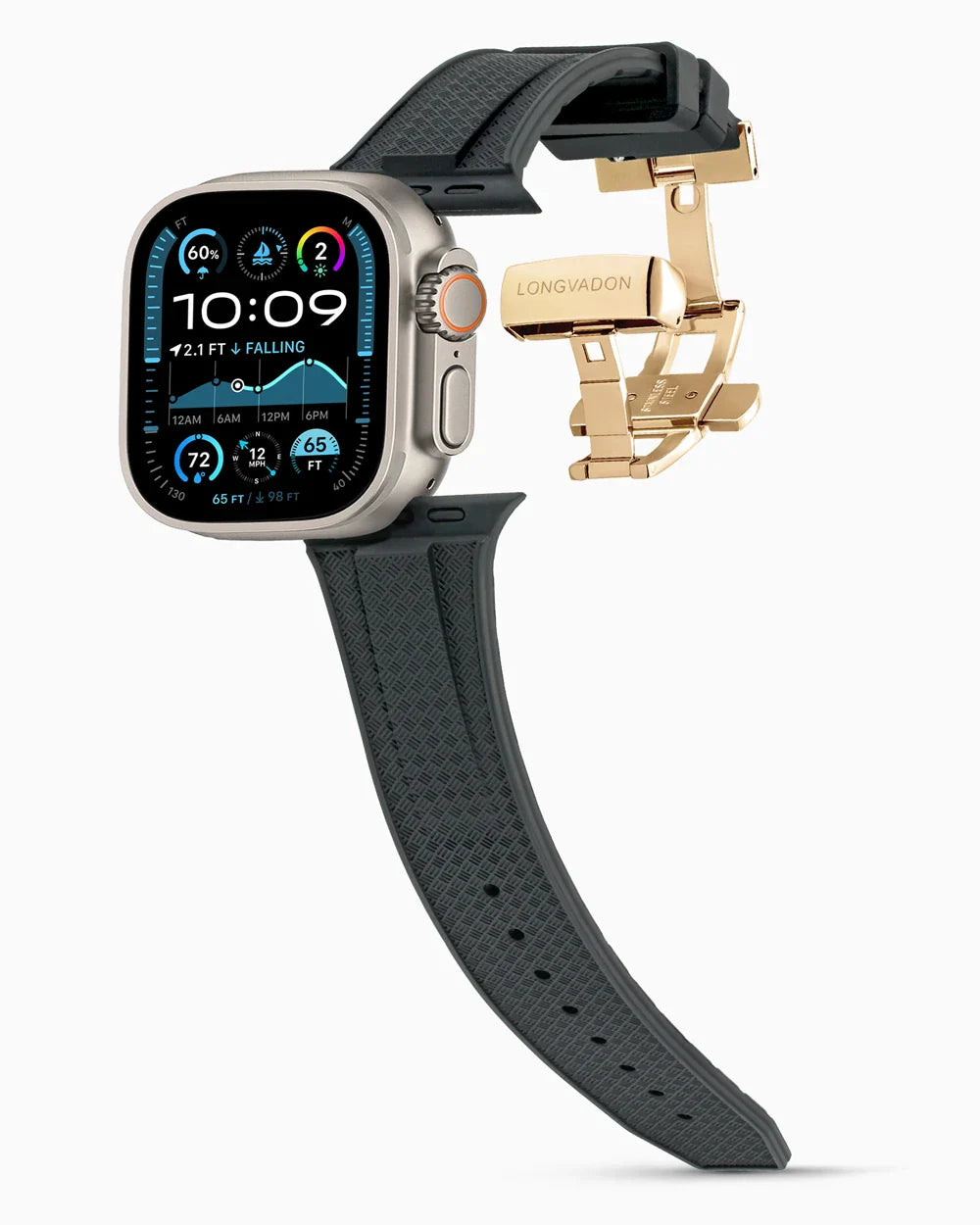 Voyager Series rubber luxury apple watch band main image polished gold