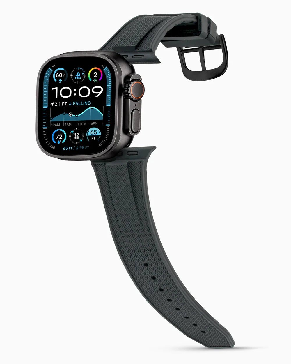 Voyager Series rubber luxury apple watch band main image polished black