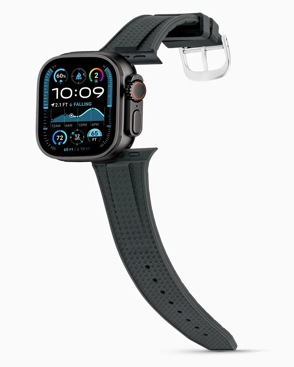 Voyager Series rubber luxury apple watch band main image silver