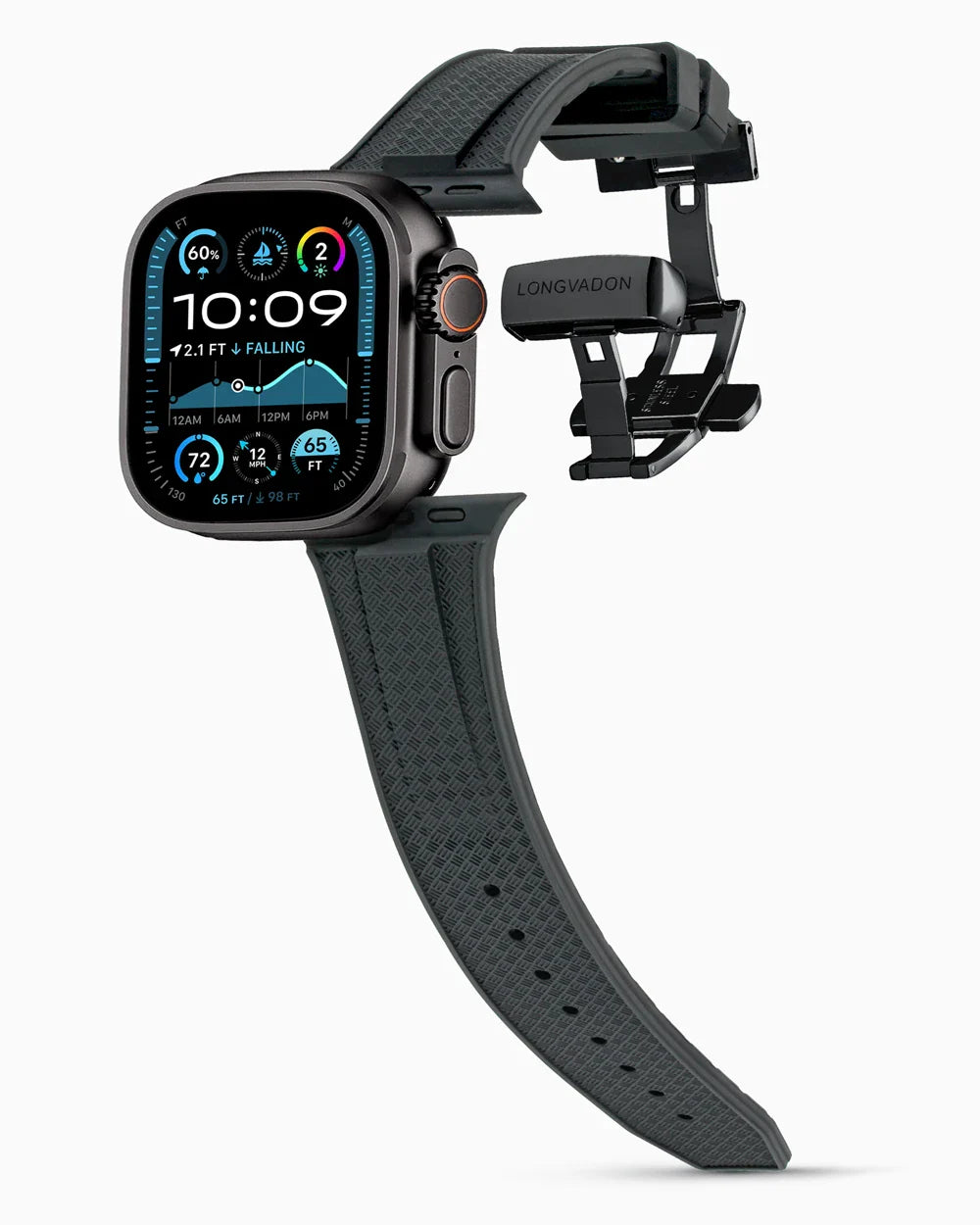 Voyager Series rubber luxury apple watch band main image polished black