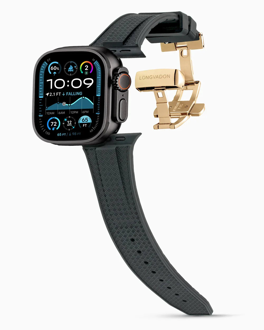 Voyager Series rubber luxury apple watch band main image polished gold