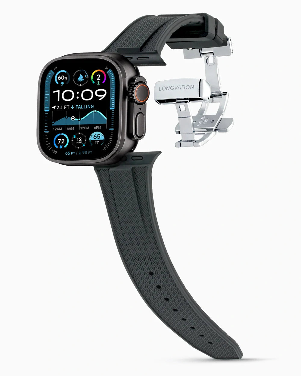 Voyager Series rubber luxury apple watch band main image silver