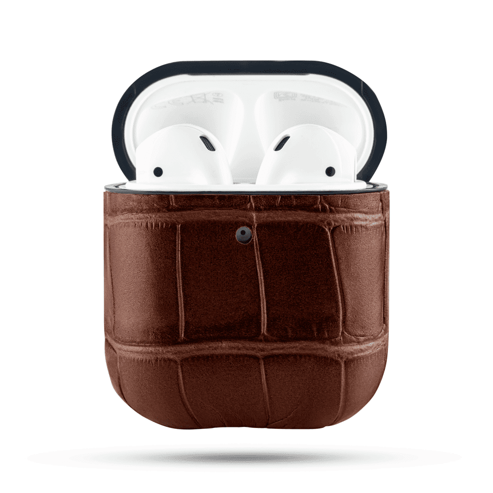 Designer Luxury Leather Airpod Case For Airpods 1 2 Pro Brown Leather
