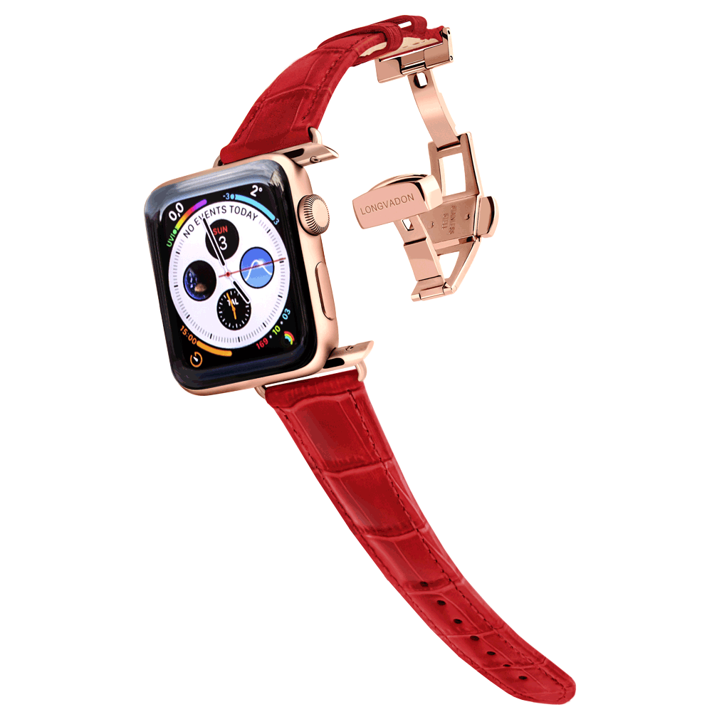 Rose gold apple discount watch with red band