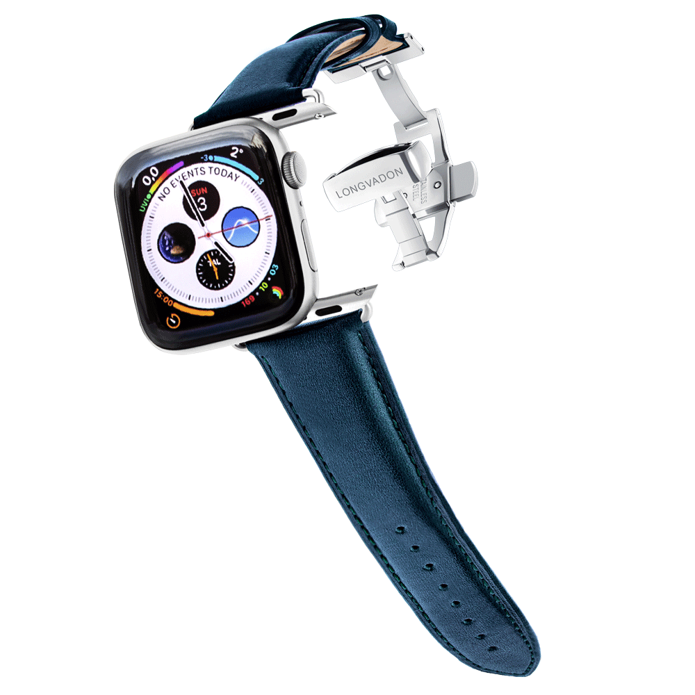 Navy blue leather discount apple watch band