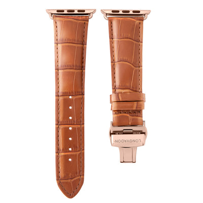 men's whiskey brown leather band for gold apple watch