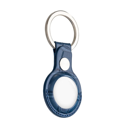 Navy Blue Caiman Series AirTag Case with Key Ring