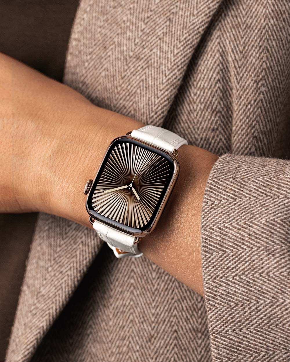 Caiman Calf designer Apple Watch leather band straight from above