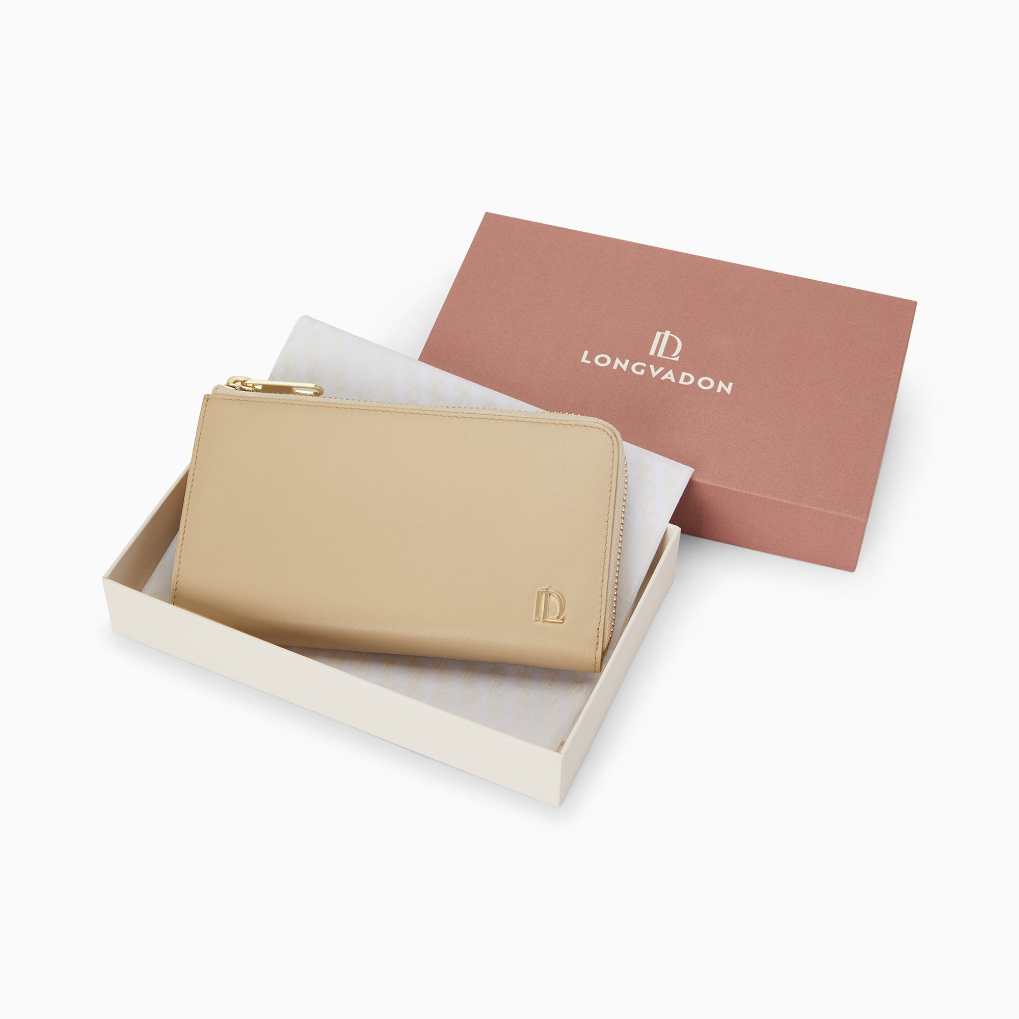 Signature Soft Leather Purse 4CC | Beige Sable