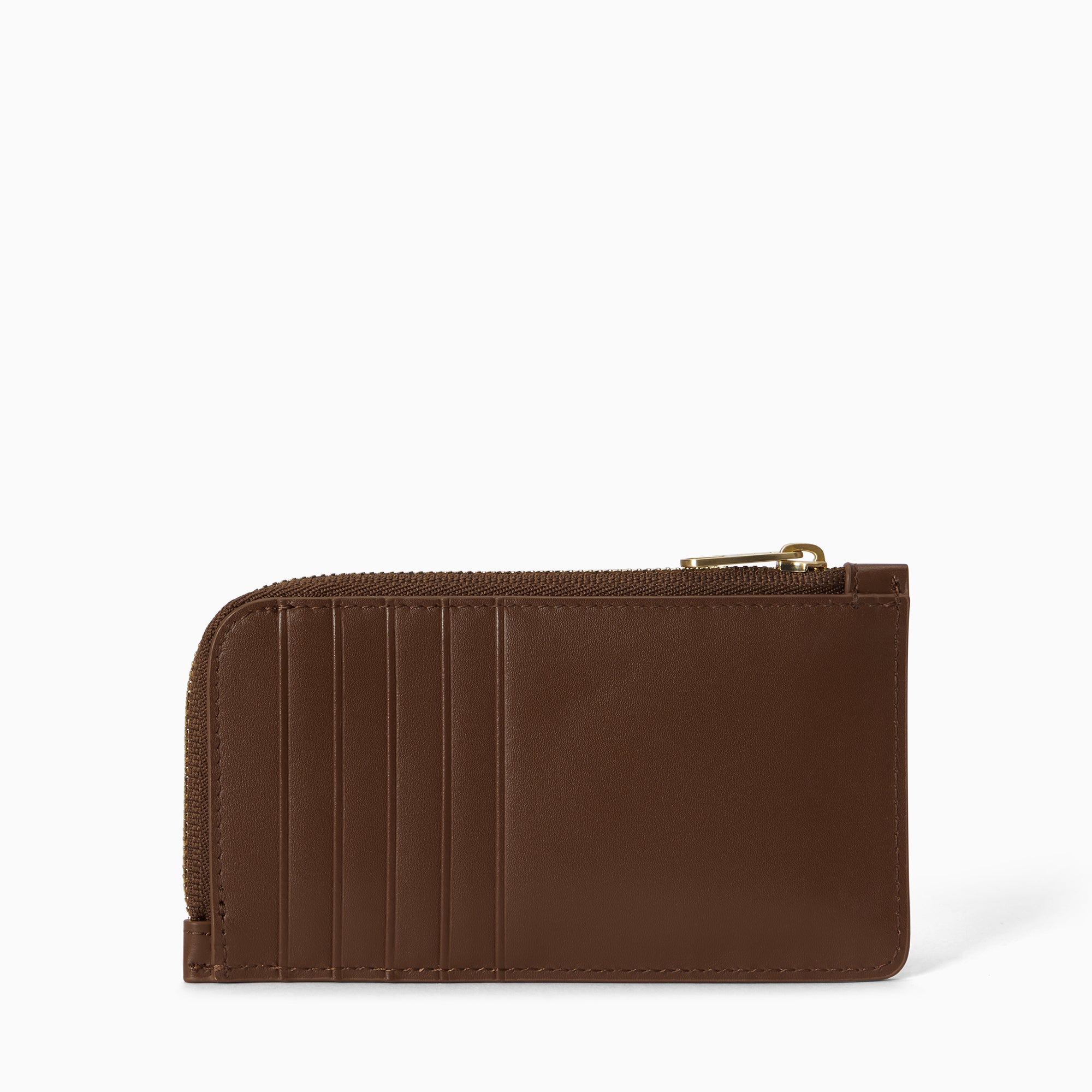 Signature Soft Leather Zip Card Holder 5CC | Acajou