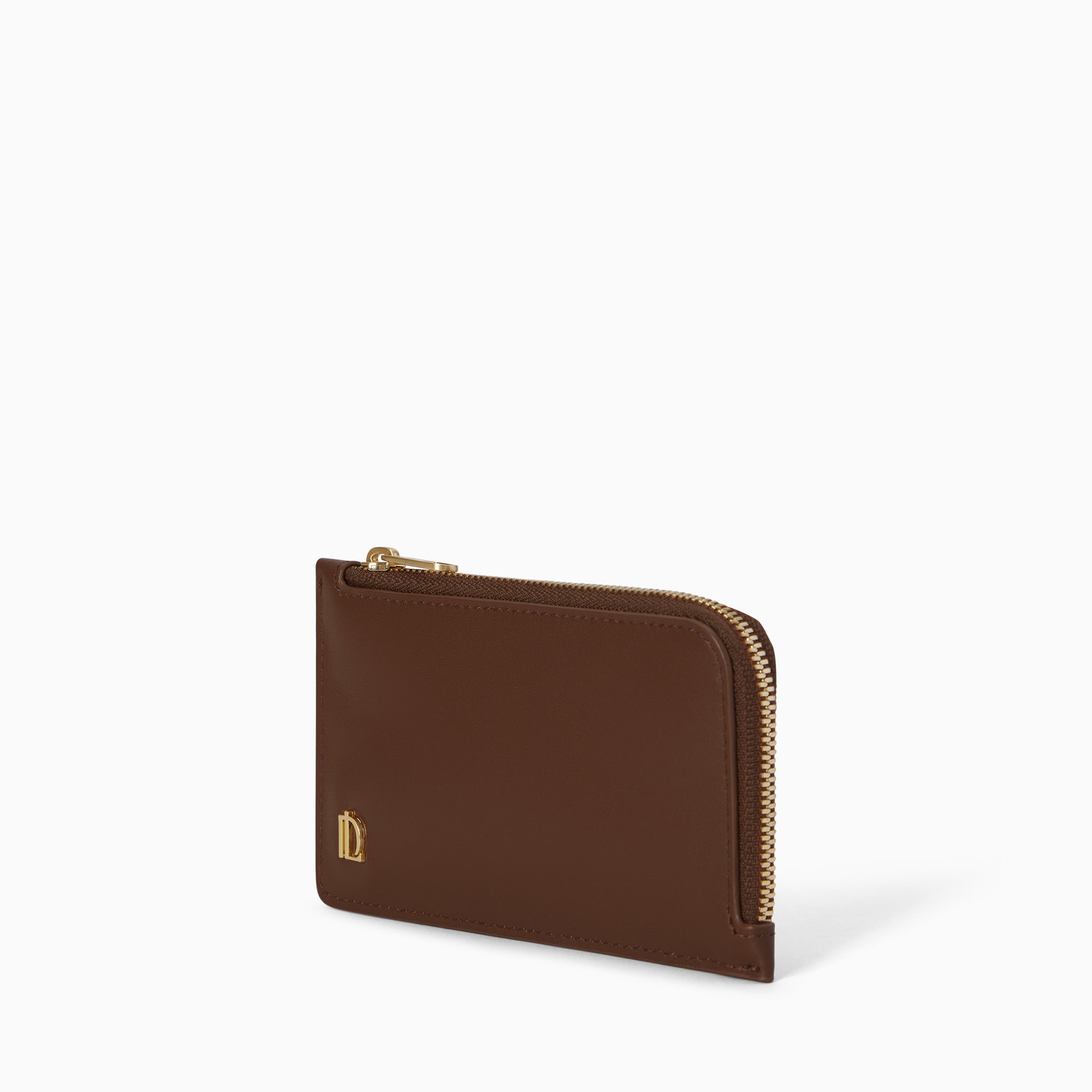 Signature Soft Leather Zip Card Holder 5CC | Acajou