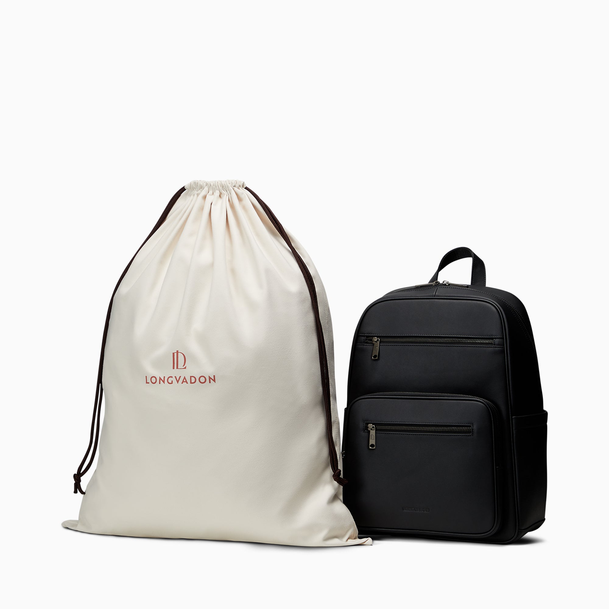 Metropolitan Backpack with 2 Compartments in Napa Leather | Noir Mat