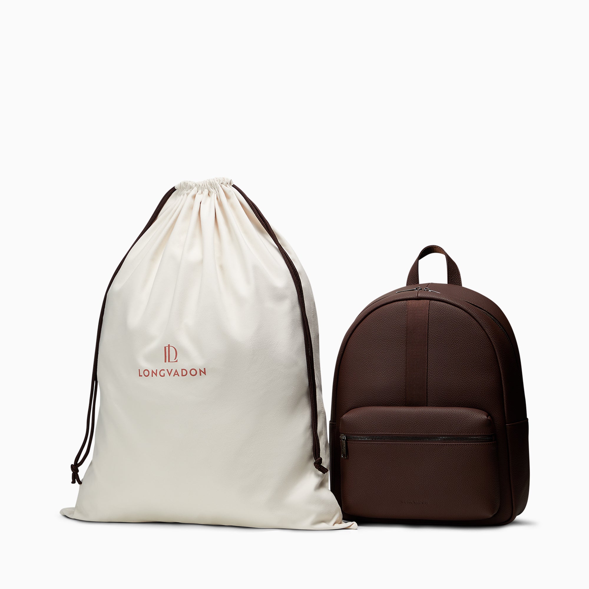 Essential Backpack in Pebbled Leather | Marron Mat