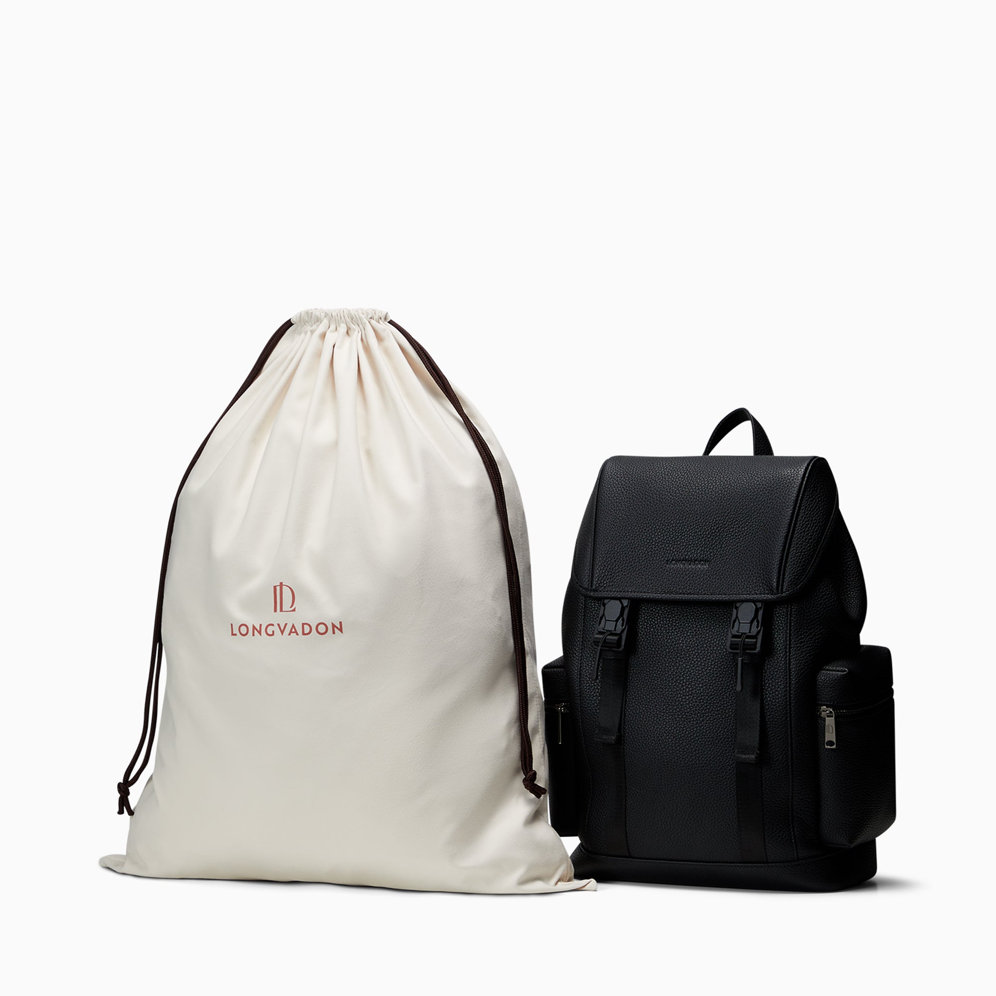 Atlas Backpack with 2 Side Pockets in Pebbled Leather