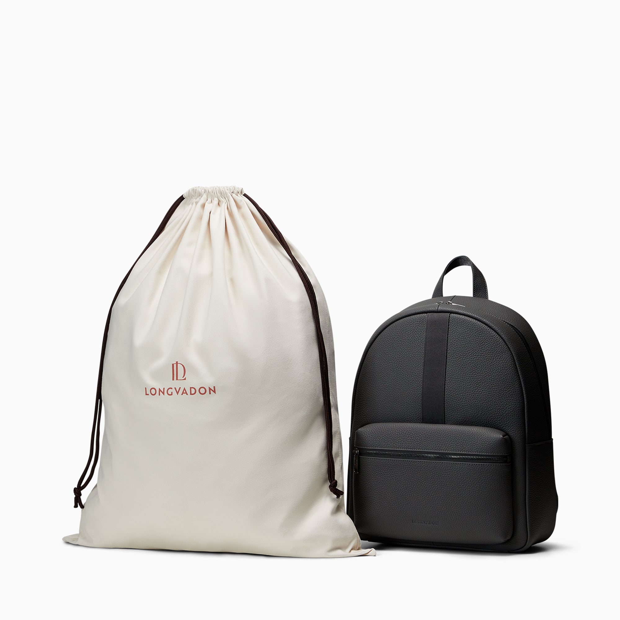 Essential Backpack in Pebbled Leather | Gris Clair
