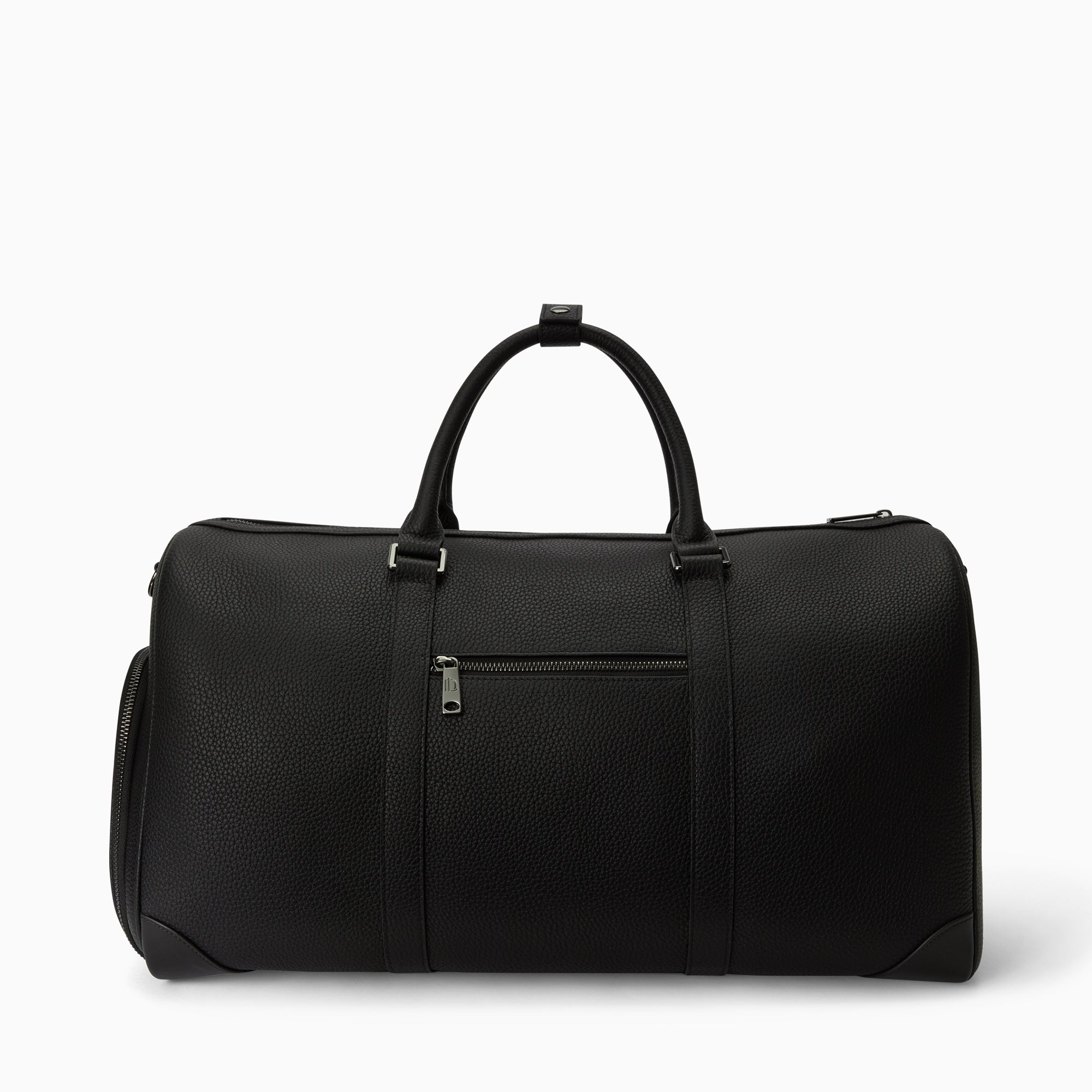 Continental Weekender Bag in Pebbled Leather | Noir
