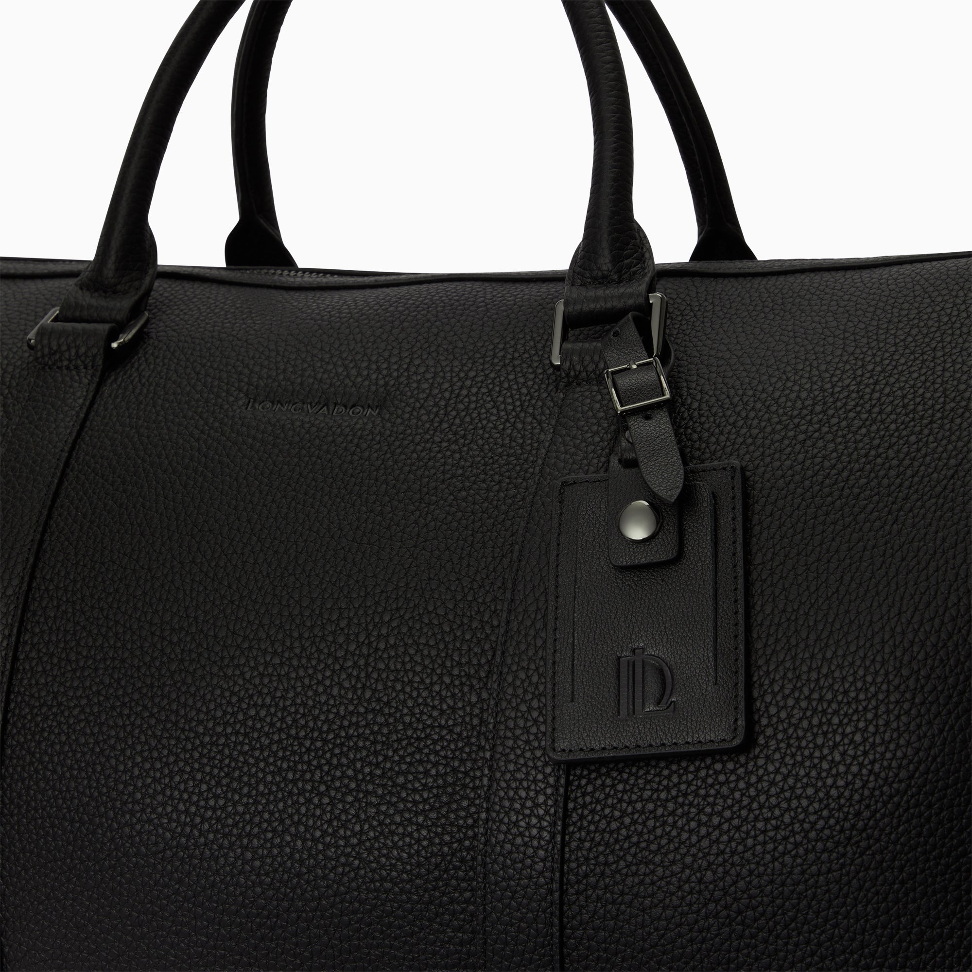 Continental Weekender Bag in Pebbled Leather | Noir