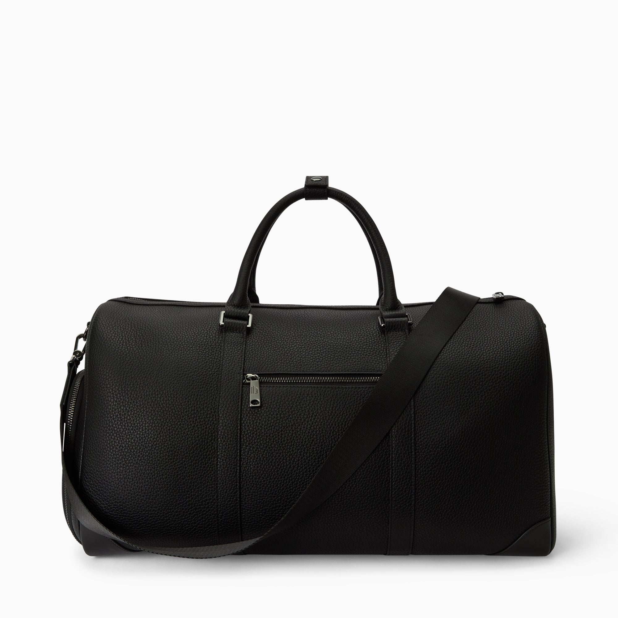 Continental Weekender Bag in Pebbled Leather | Noir