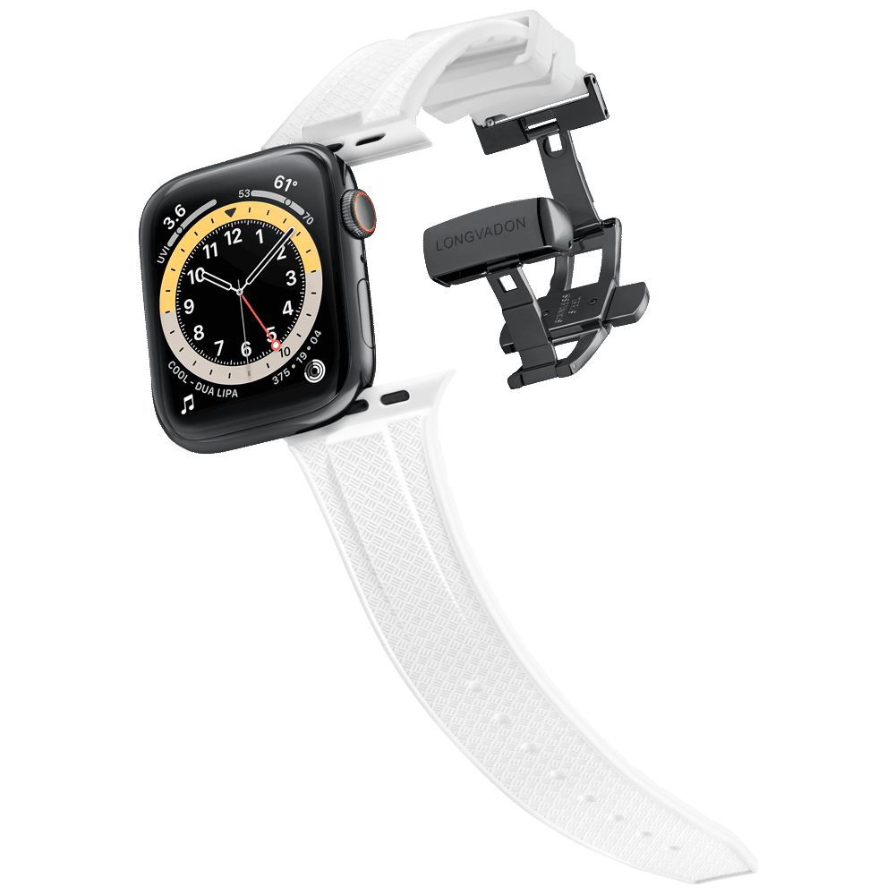 Men's Matte Mahogany Brown Leather Apple Watch Band Black Details