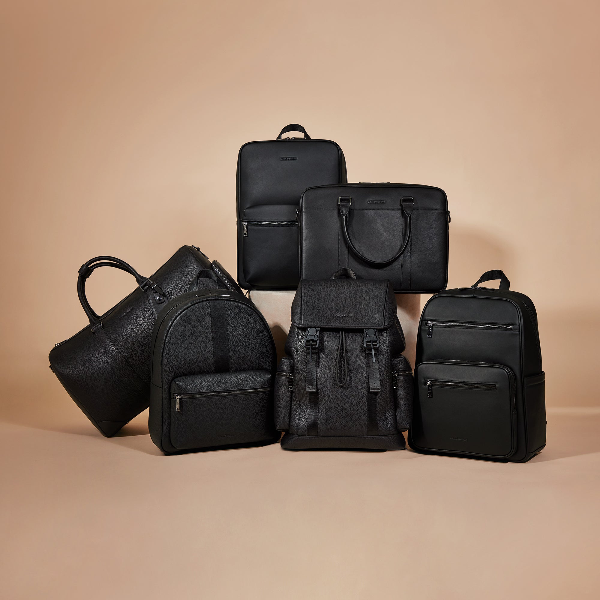 Atlas Backpack with 2 Side Pockets in Pebbled Leather
