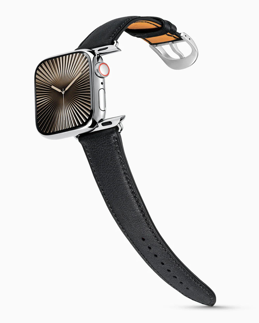 Swift Series luxury Apple Watch leather band on a Series 10 Apple Watch
